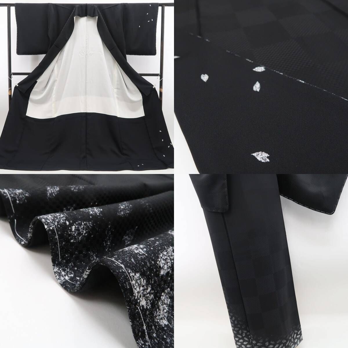 正絹 仕付け糸付”儚い桜で淑やかさを添える洗練のモノトーン”付下げ