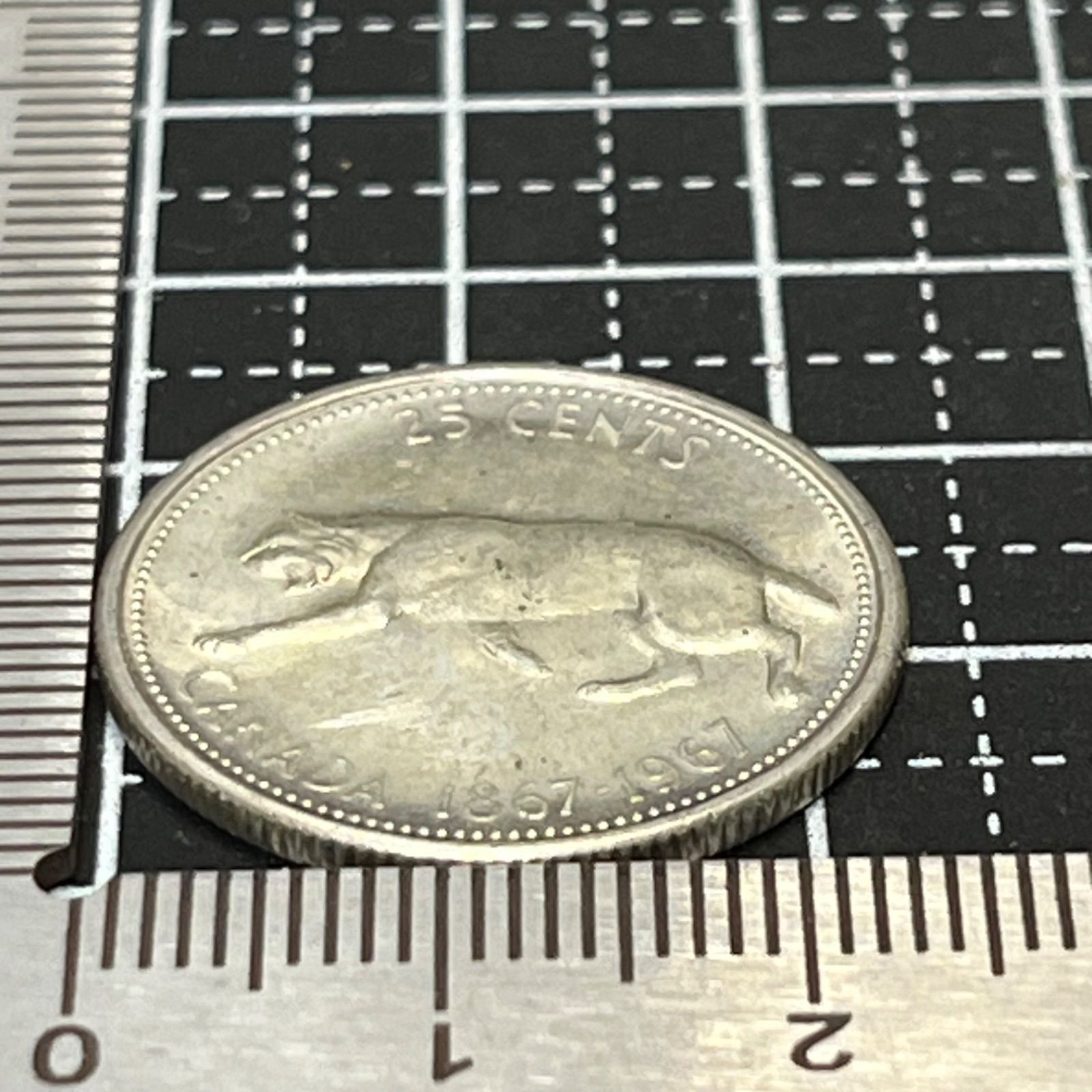 銀貨】1967年 カナダ建国100周年記念 25セント／ボブキャット