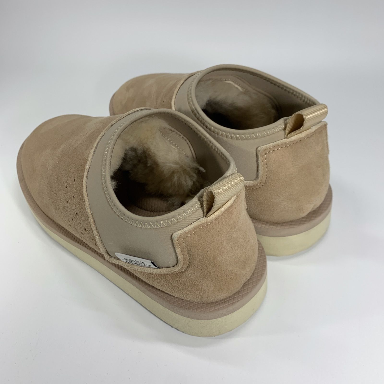  ◯ SUICOKE スイコック ムートン スリッポン サボ スエード ベージュ 24 ファー ボア フラットシューズ スリッポン 靴