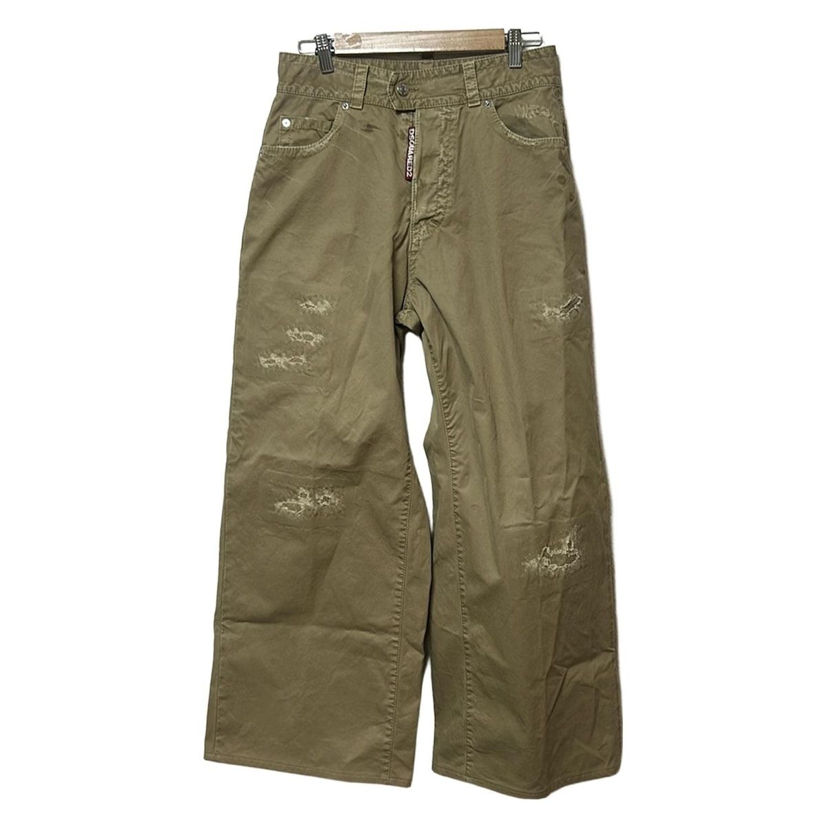 ディースクエアード パンツ サイズ34 XS レディース ベージュ フルレングス ダメージ加工