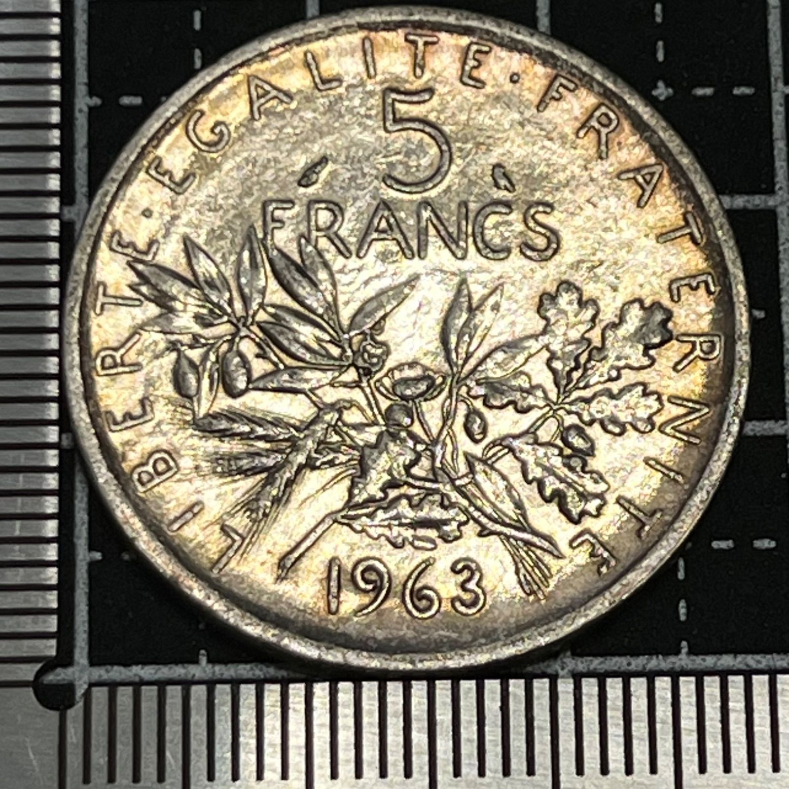 銀貨】1963年 フランス 5フラン “種まく人” 美しい未使用トーン／名作