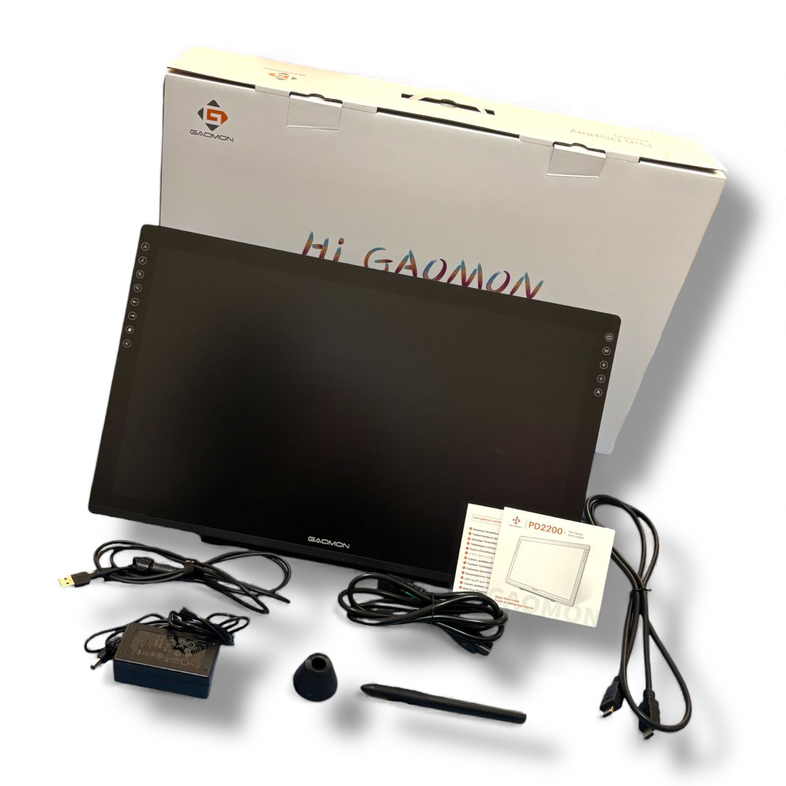 管理番号3242 GAOMON 液タブ PD 2200 21 5インチ 92 NTSC IPSパネル フルラミネーション 液晶タブレット 傾き検知 筆圧8192レベル 充電不要ペン イラスト デザイン お絵描き 液晶ペンタブレット 無段階スタンド付き