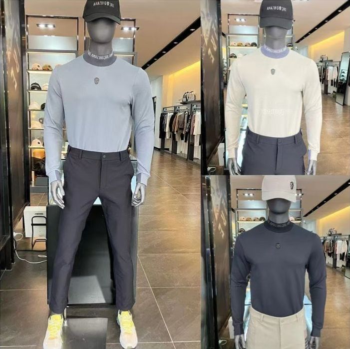 AMAZINGCRE メンズゴルフ ハイネック シャツ