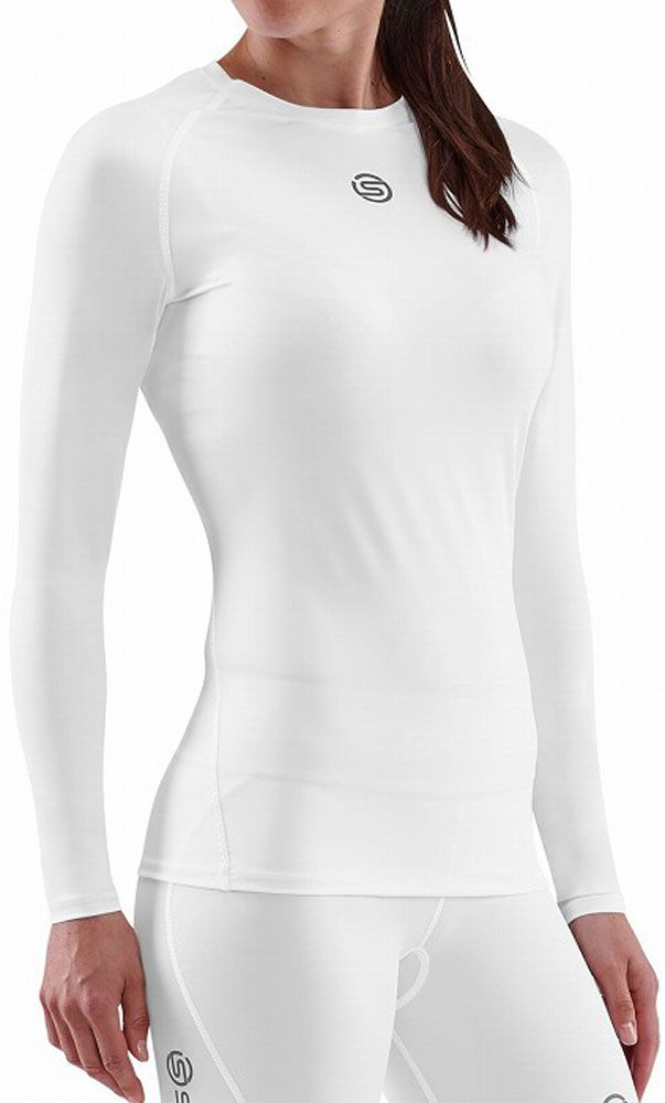 スキンズ SKINS シリーズ1 SERIES-1 ウィメンズ トップス ロングスリーブ レディース インナーシャツ アンダーシャツ コンプレッション 着圧 スポーツウェア 長袖  18221110 004 ホワイト