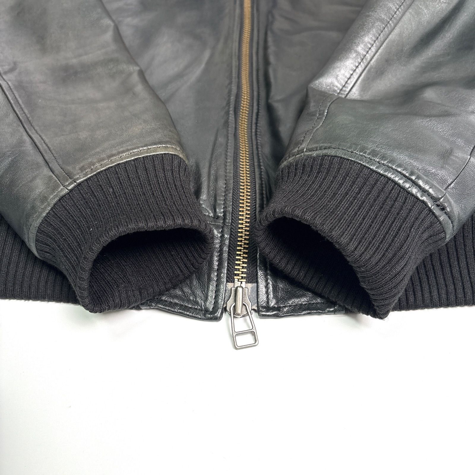 羊革】AVIREX レザージャケット 黒 L フライトジャケット MA-1 本革