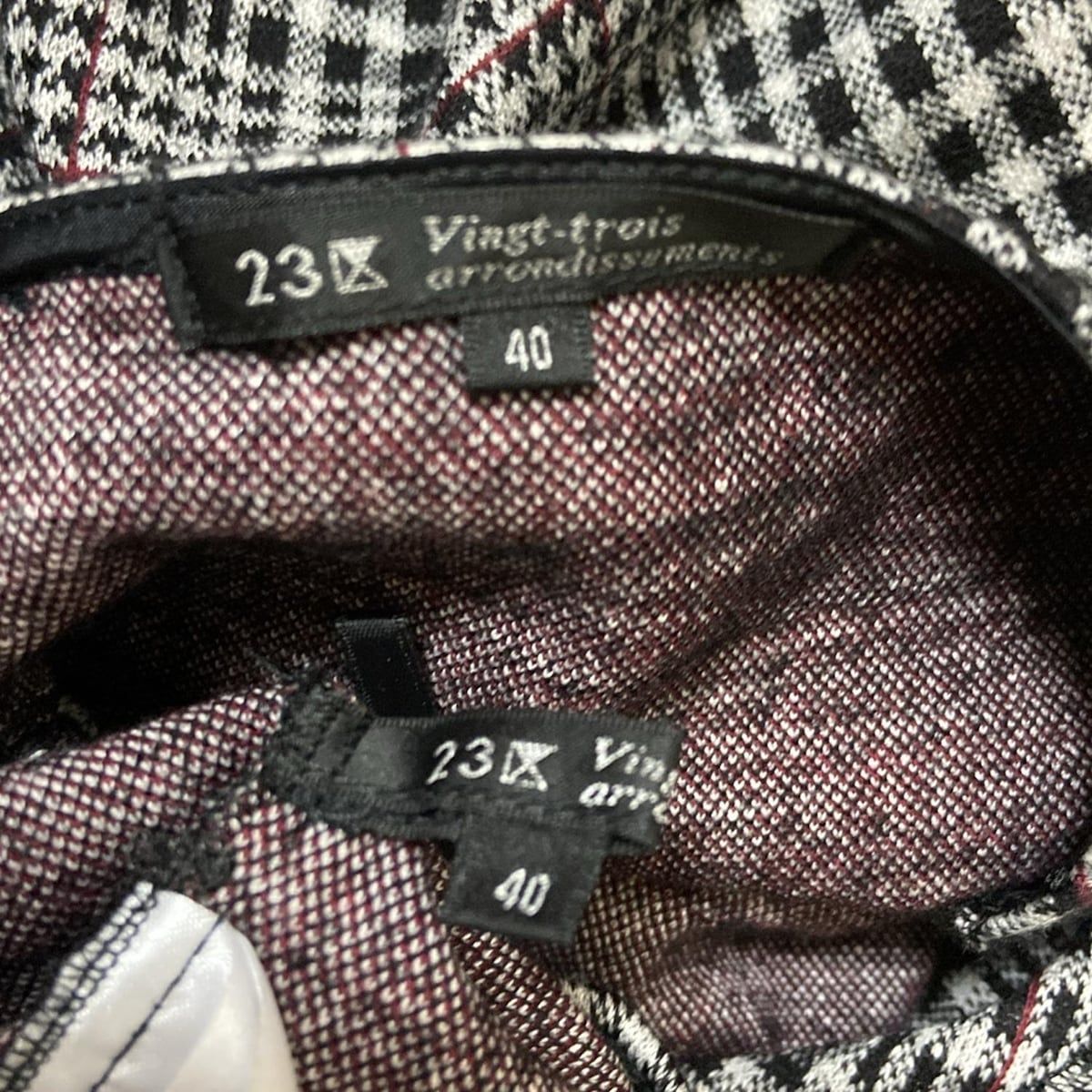 23区 ニジュウサンク スカートセットアップ レディース - ライトグレー×黒×レッド チェック柄