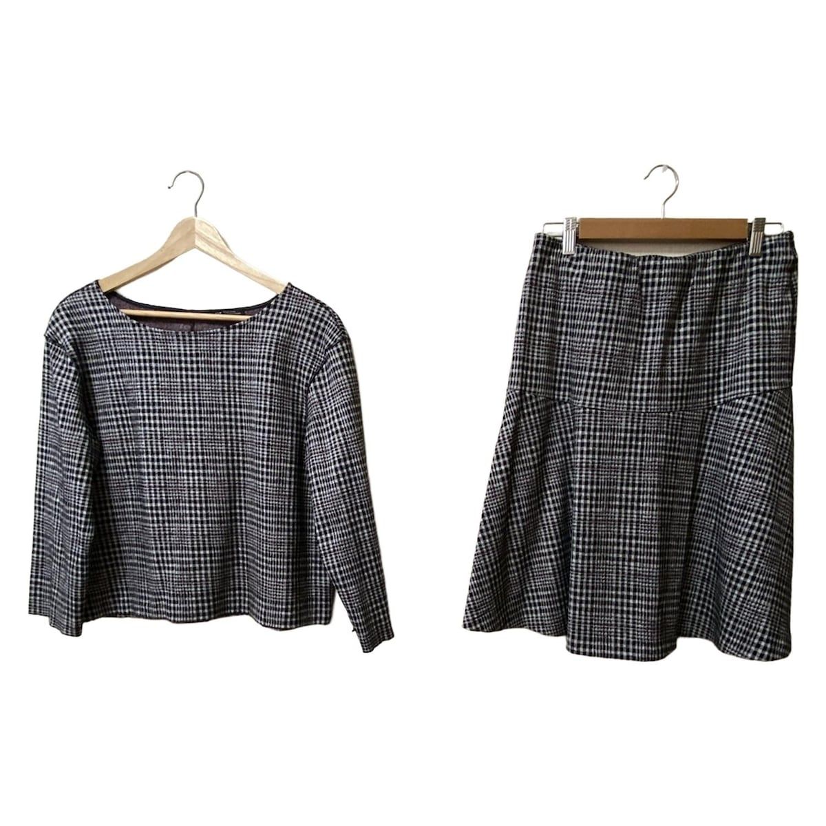 23区 ニジュウサンク スカートセットアップ レディース - ライトグレー×黒×レッド チェック柄