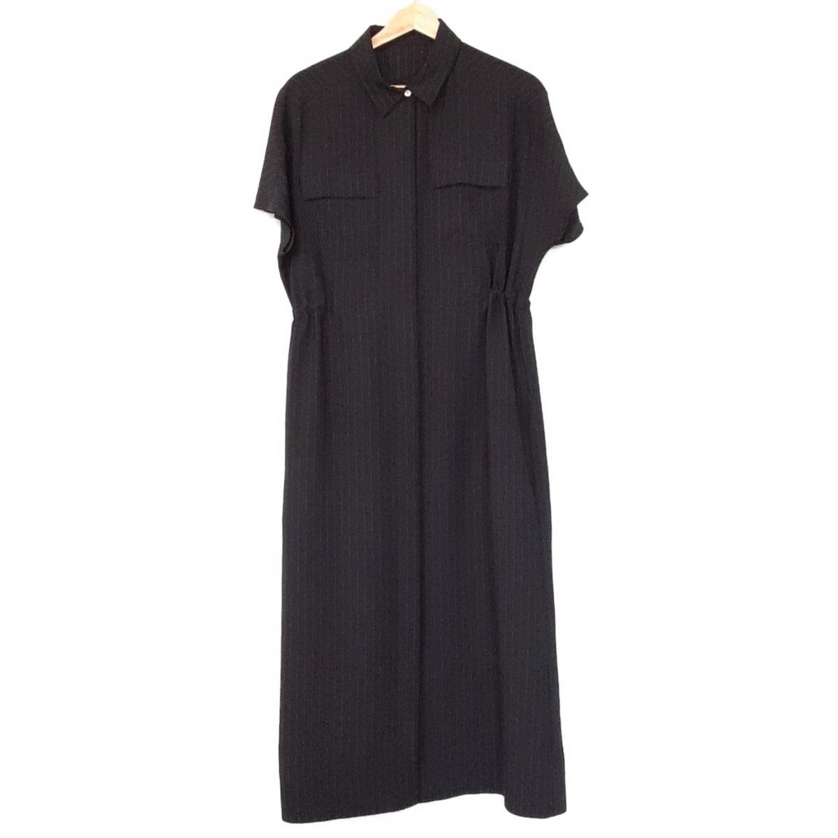 SOEJU ソージュ ワンピース サイズT XL レディース - ダークネイビー×ライトグレー レギュラー 半袖 ロング ストライプ