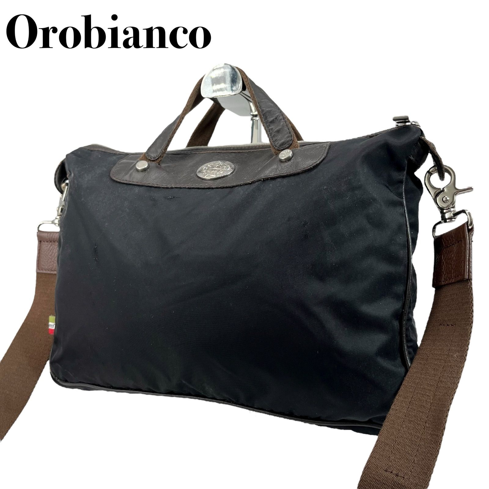 Oobianco オロビアンコ 2 way ショルダーバッグ メンズ ビジネス ブラック 黒 ナイロン レザー 斜め掛け 手提げ 5183
