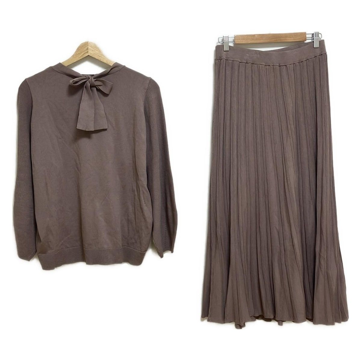 Leilian レリアン スカートセットアップ レディース - ピンクベージュ