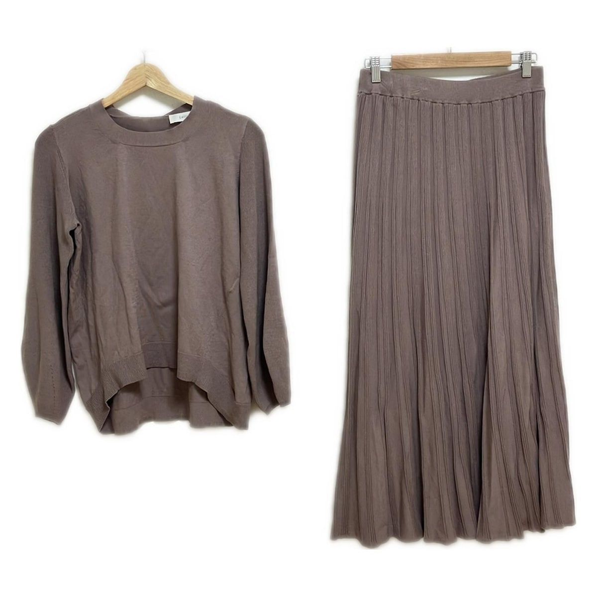 Leilian レリアン スカートセットアップ レディース - ピンクベージュ