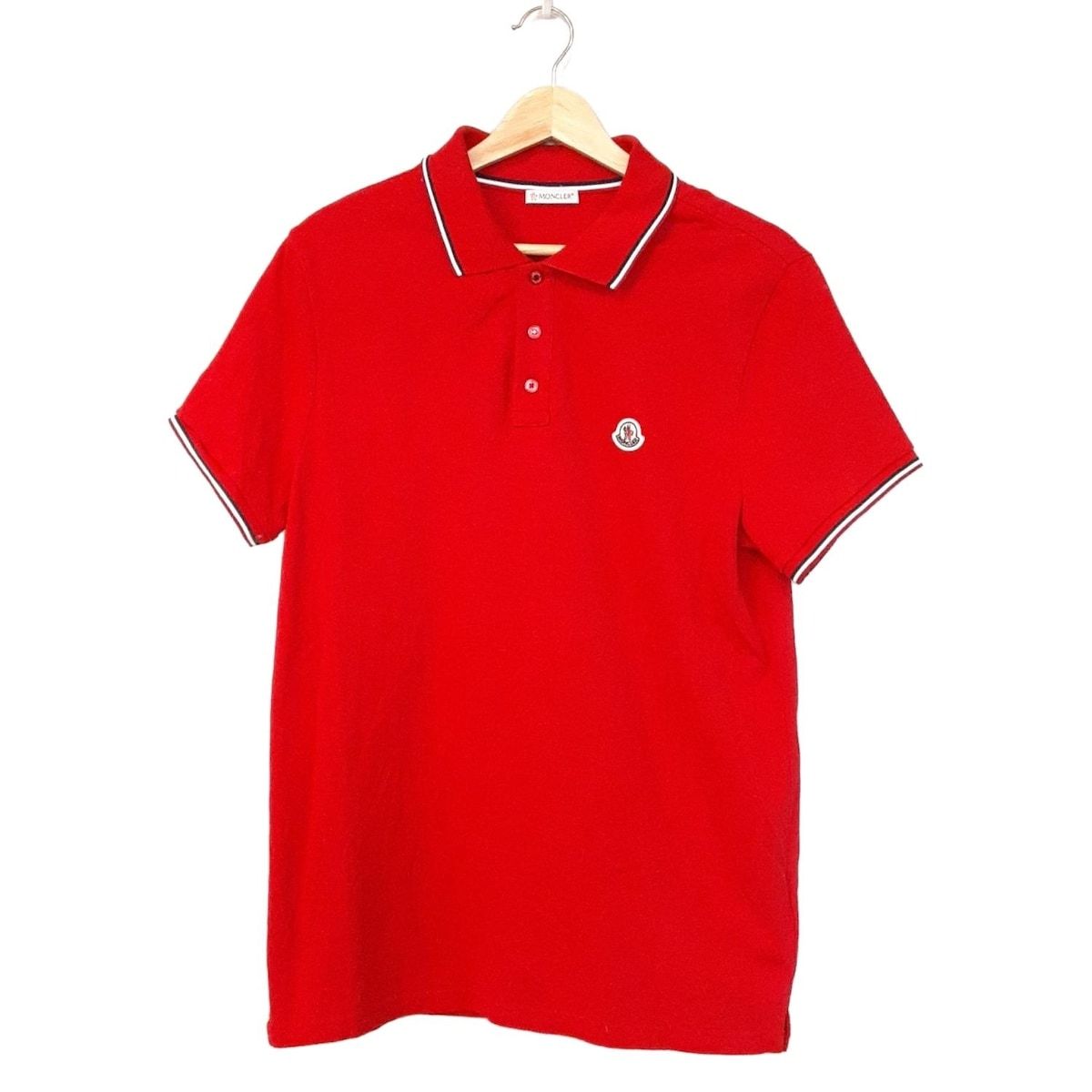 MONCLER(モンクレール) 半袖ポロシャツ サイズL メンズ美品 - レッド 