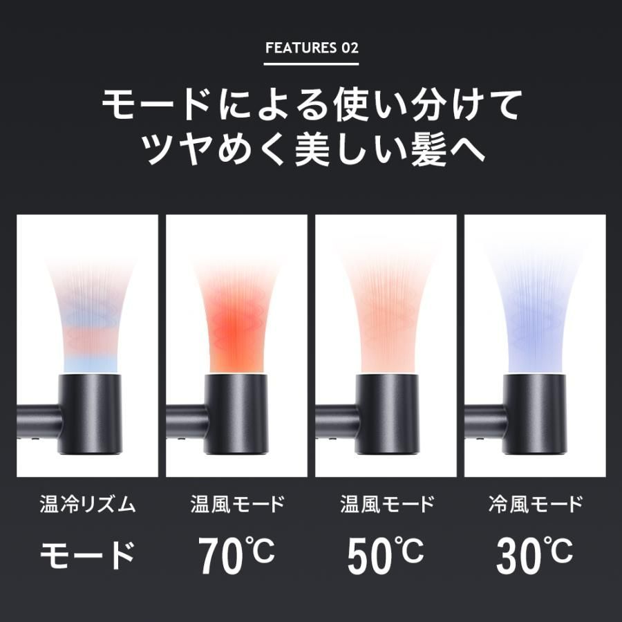 ドライヤー ヘアドライヤー 大風量 6億マイナスイオン 速乾 低温 1300W