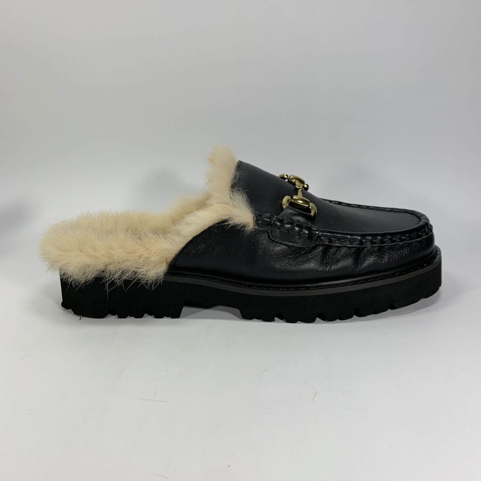 REMME レメ ビットローファー サンダル スリッパ ブラック ファー 美品◯ REMME レメ ビットローファー スリッポン ファー ブラック 39