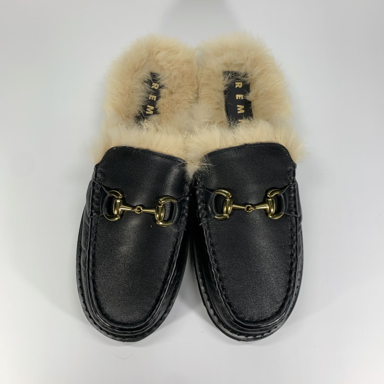 REMME レメ ビットローファー サンダル スリッパ ブラック ファー REMME レメ ビットローファー サンダル スリッパ ブラック ファー