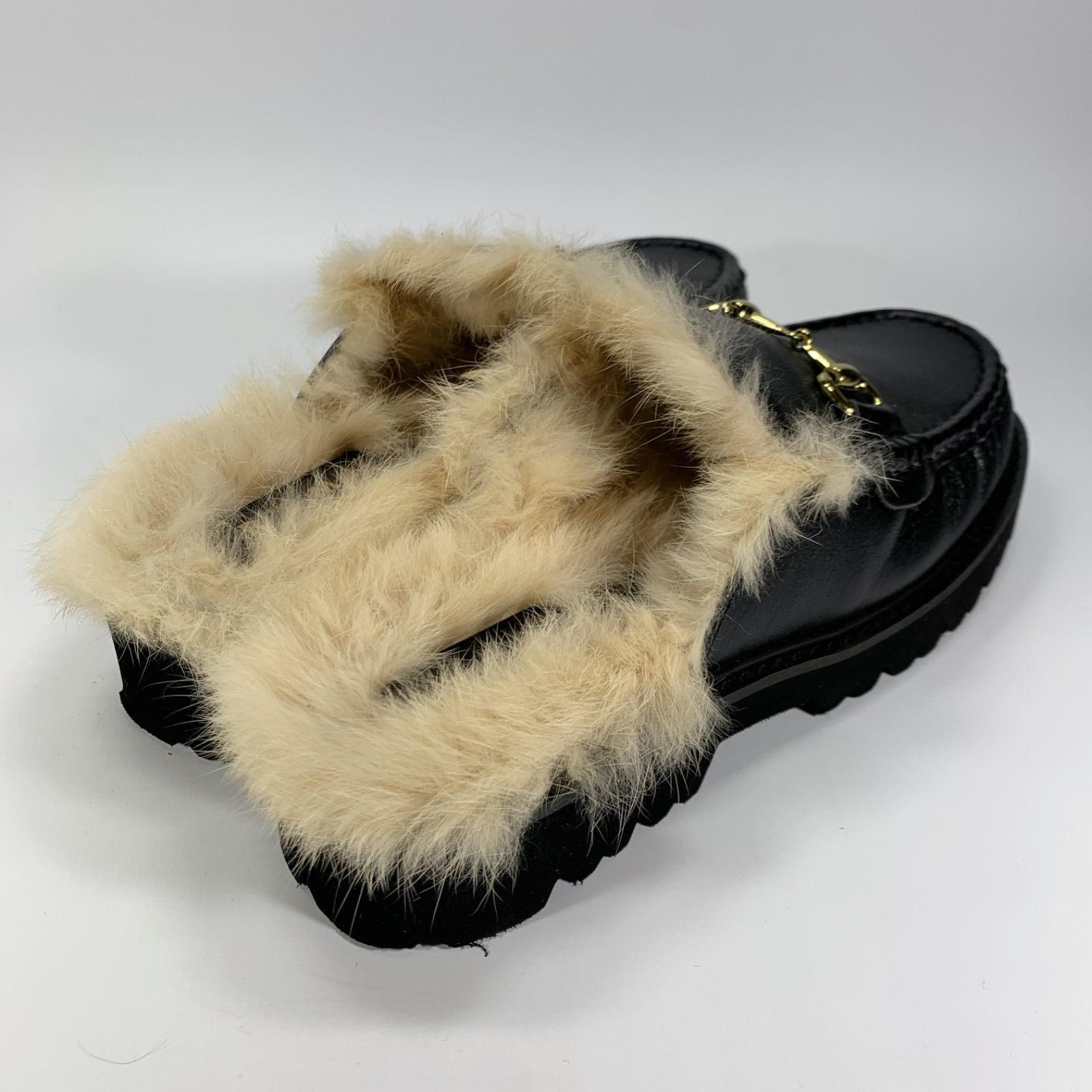 REMME レメ ビットローファー サンダル スリッパ ブラック ファー 美品◯ REMME レメ ビットローファー スリッポン ファー ブラック 39
