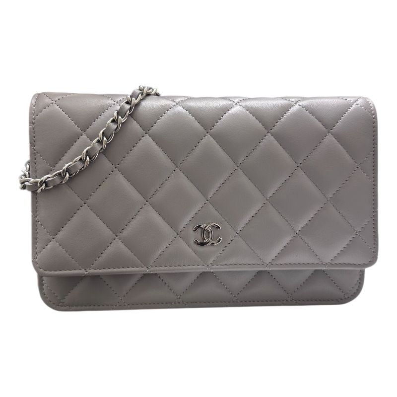 シャネル CHANEL マトラッセチェーンウォレット AP 0250 グレー ラムスキン レディース ショルダーバッグ