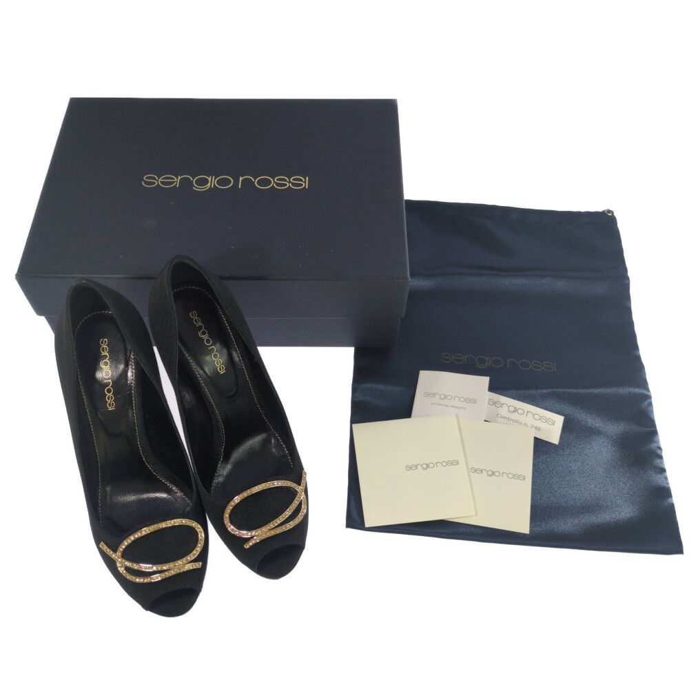 sergio rossi セルジオロッシ ビジューデザイン サテン キャンバス