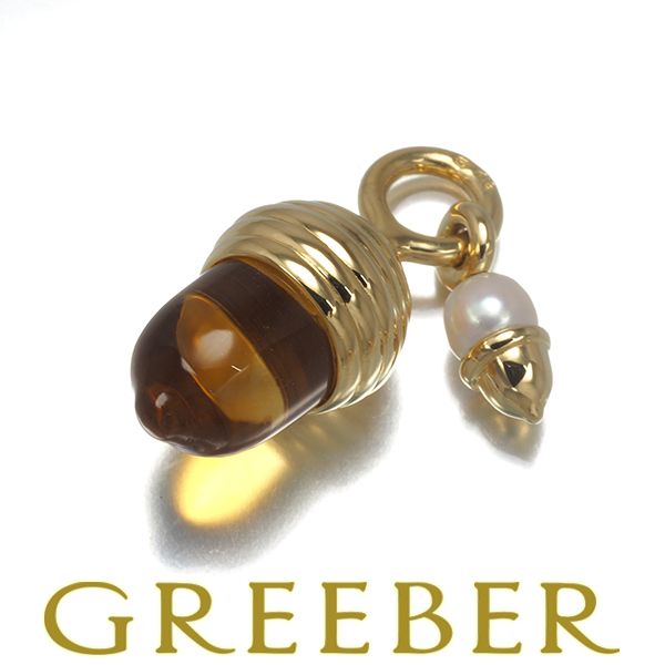 ミキモト ペンダントトップ シトリン ベビーパール 真珠 4.4 mm どんぐり K 18 YG 179841