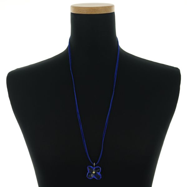 バカラ ネックレス クリスタルガラス オルテンシア ブルー K18YG