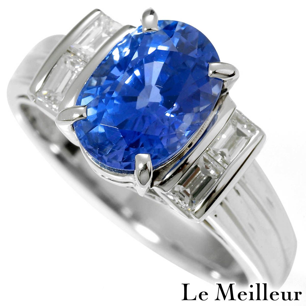 サファイア 3.16ct ダイヤモンド 0.52ct プラチナ Pt900 リング 指輪