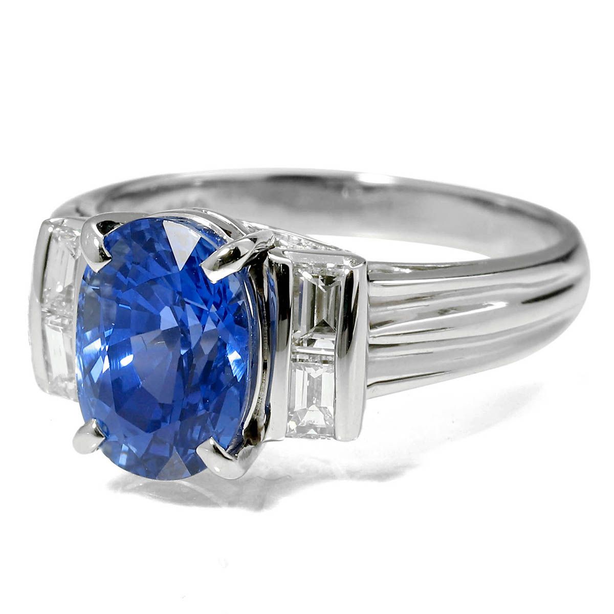 サファイア 3.16ct ダイヤモンド 0.52ct プラチナ Pt900 リング 指輪