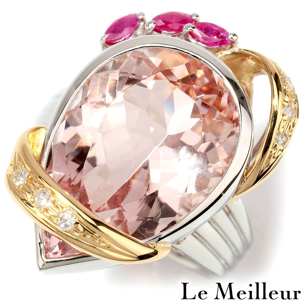 9/美品 Pt900 モルガナイト0.92ct ダイヤ計0.073 リング 指輪 モルガナイト 17.76ct ダイヤモンド プラチナ Pt900 リング 指輪 13.5