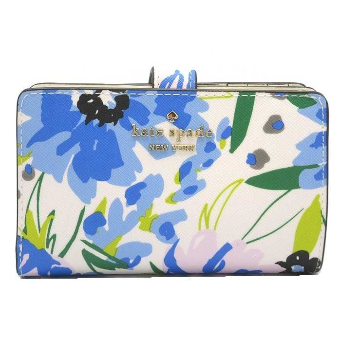 ギフトBOX付き ケイトスペード KK 942 250 クリームマルチ 財布 二つ折り財布 kate spade YORK MADISON フェスティバル フローラル プリンテッド ミディアム コンパクトウォレット アウトレット