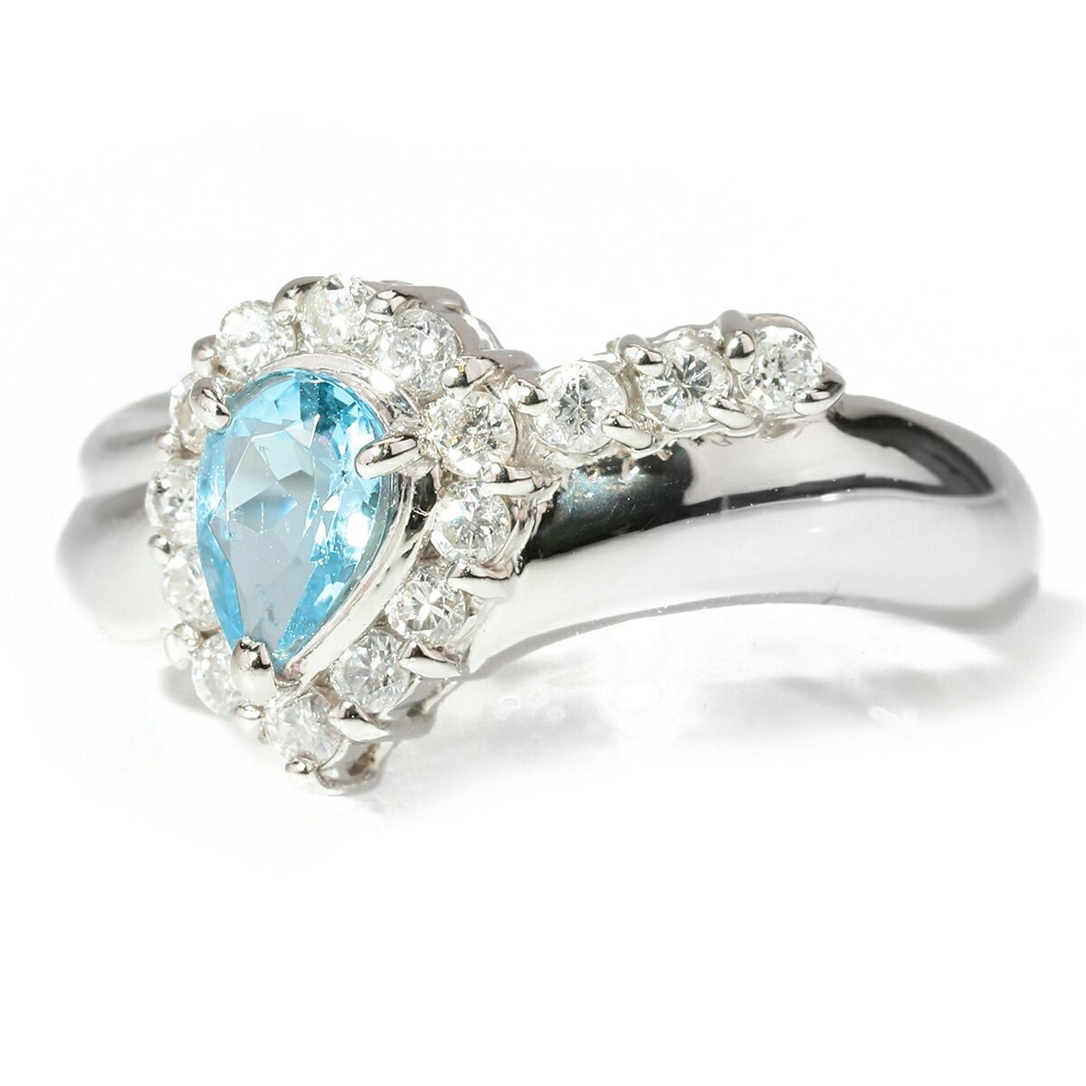 ブルートパーズ 0.3ct ダイヤモンド 0.22ct プラチナ Pt900 リング 