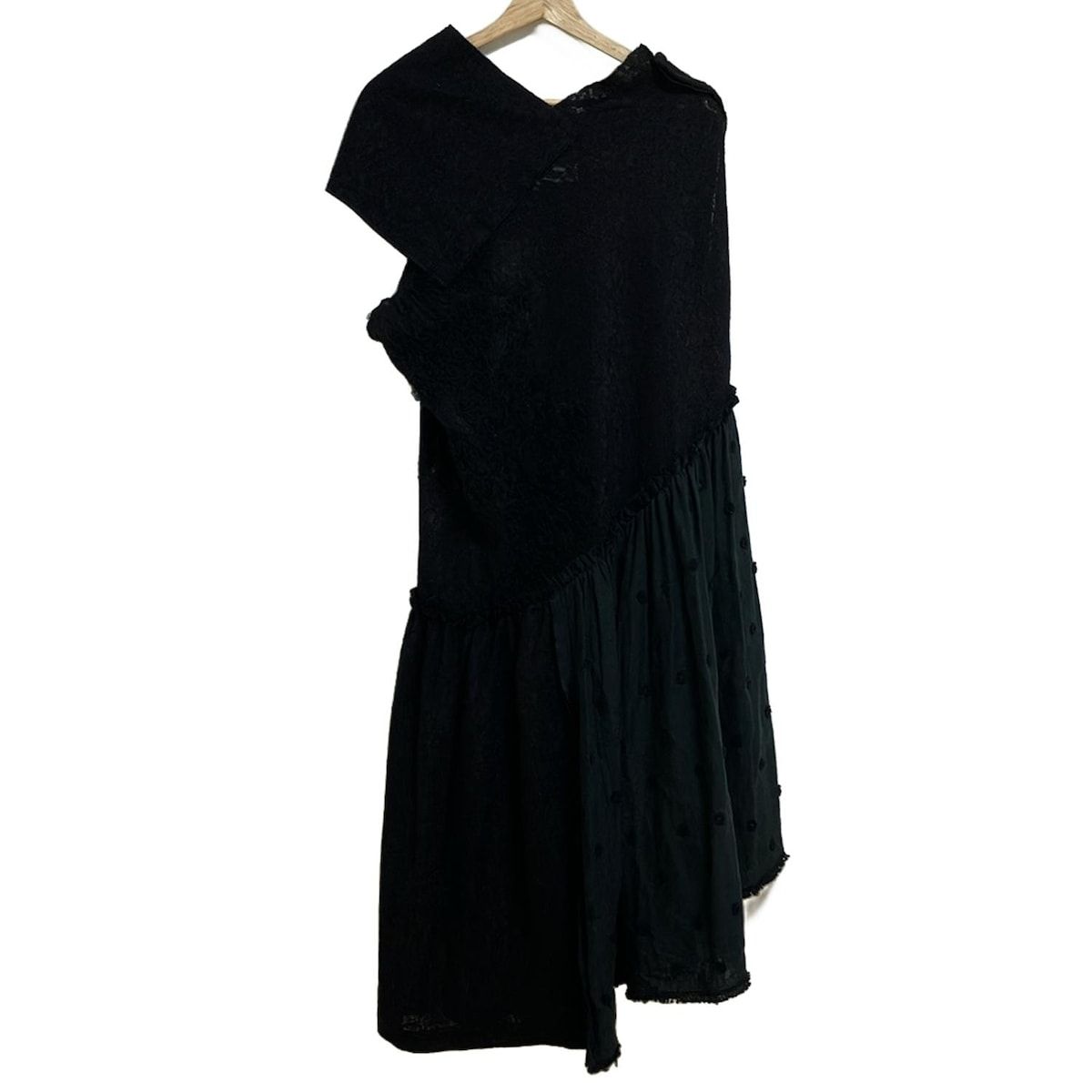 tao タオ ワンピース サイズM レディース 黒 半袖 マキシ丈 変形デザイン フラワー 花