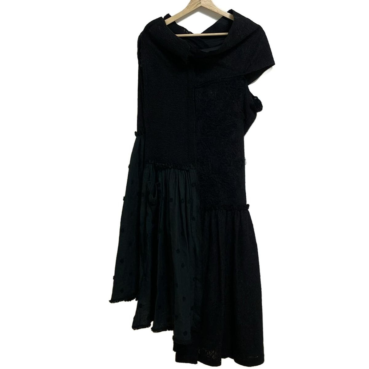 tao タオ ワンピース サイズM レディース 黒 半袖 マキシ丈 変形デザイン フラワー 花