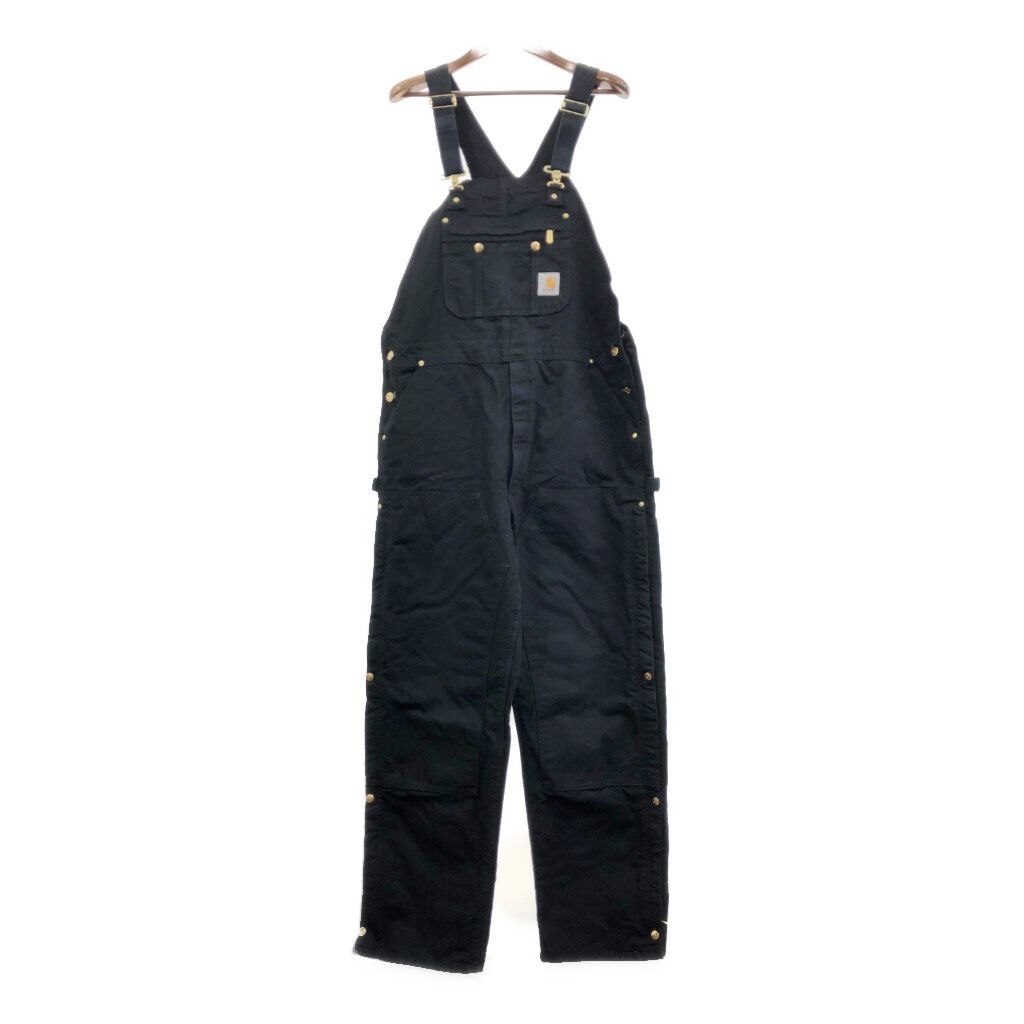 Carhartt カーハート ダック ダブルニー ビブオーバーオール 大きいサイズ ブラック メンズ W 42 L 34 古着 Q 8912