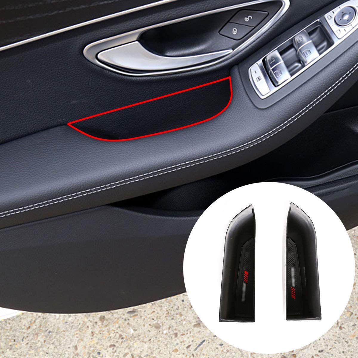 ABSプラスチックインナーカードア収納ボックスホルダー メルセデスベンツ Cクラス クーペ W205 2ドア 2014-2021 カーアクセサリー 