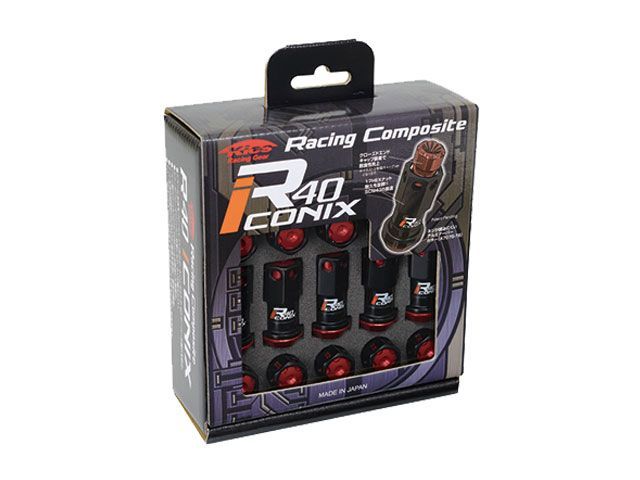 KYO EI レーシングコンポジットR 40アイコニックス アルミ製キャップ付 ホイールナット M 12 P 1 5 ブラック