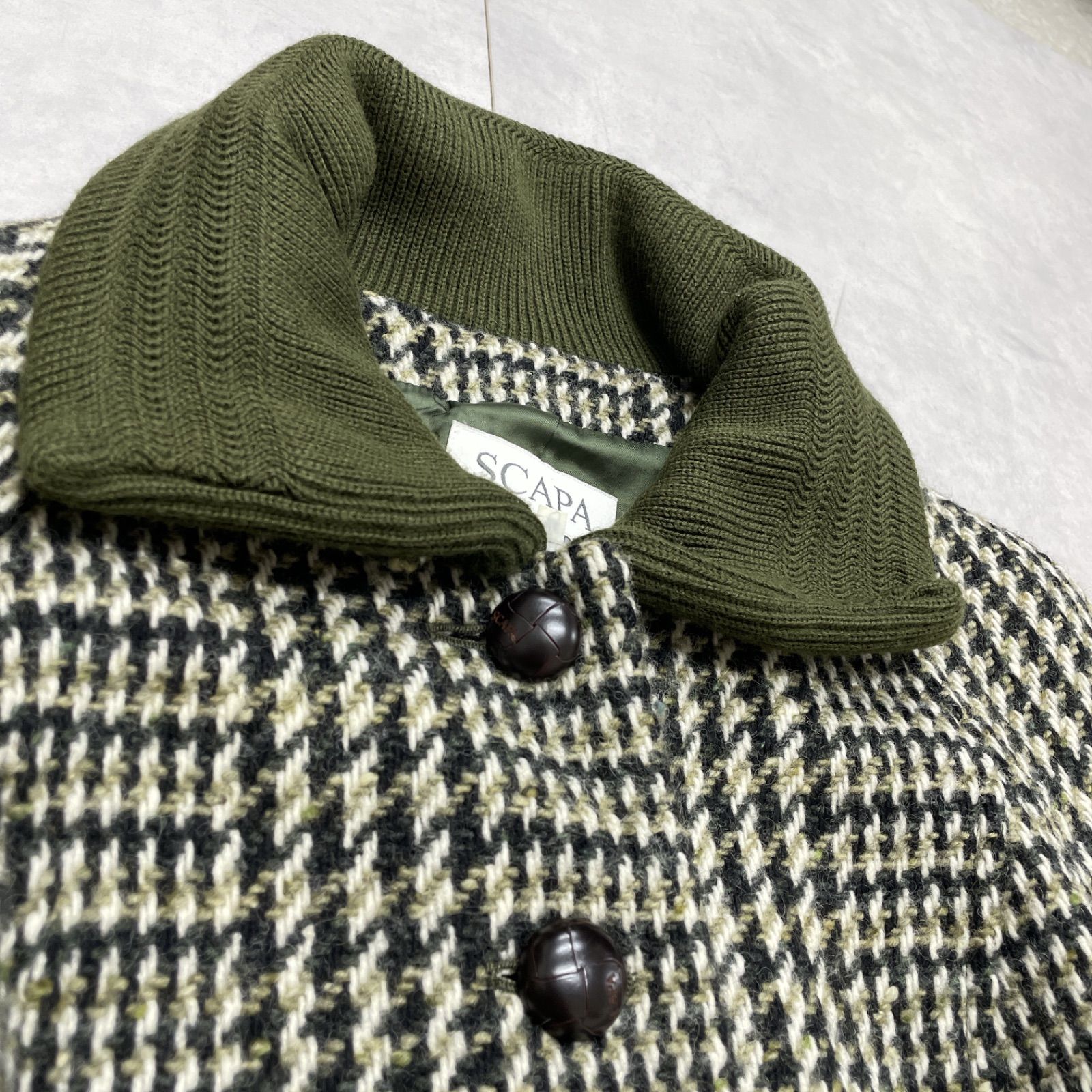 SCAPA スキャパ コート ツイード チェック柄 ウール グリーン