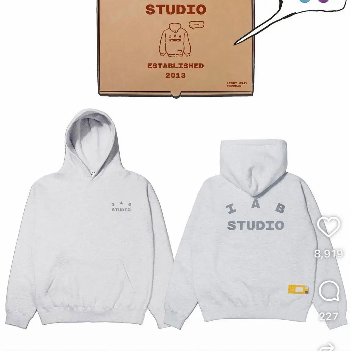 IAB Studio フーディー ライトグレー M