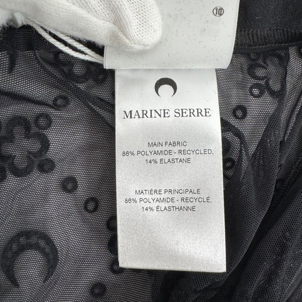  Marine serre マリーンセル 25 SS MESH FLOCK TIGHTS メッシュタイツ WUW 034 A ブラック S タイツ レッグウェア