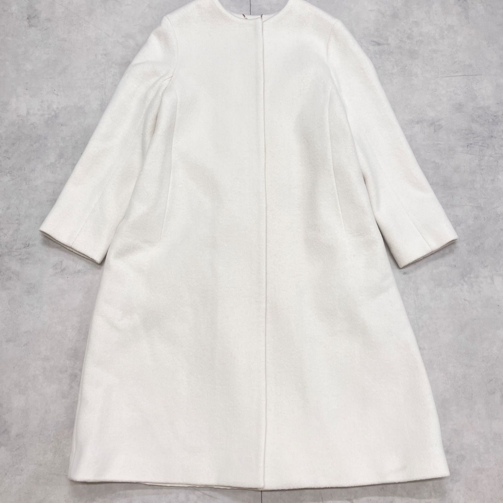 極美品✨セルフォード 現行 ロングコート フードベルト ガウンウール ホワイト 極美品✨セルフォード 現行 ロングコート フードベルト ガウンウール