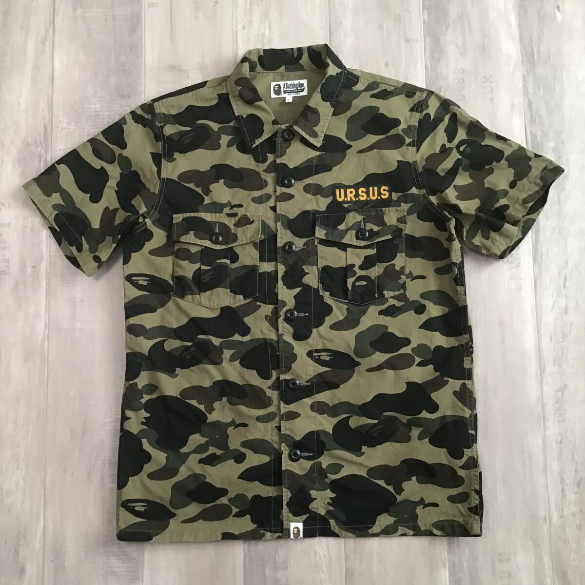 URSUS BAPE 半袖シャツ Lサイズ a bathing ape 1 st camo green エイプ ベイプ アベイシングエイプ 迷彩 u 38