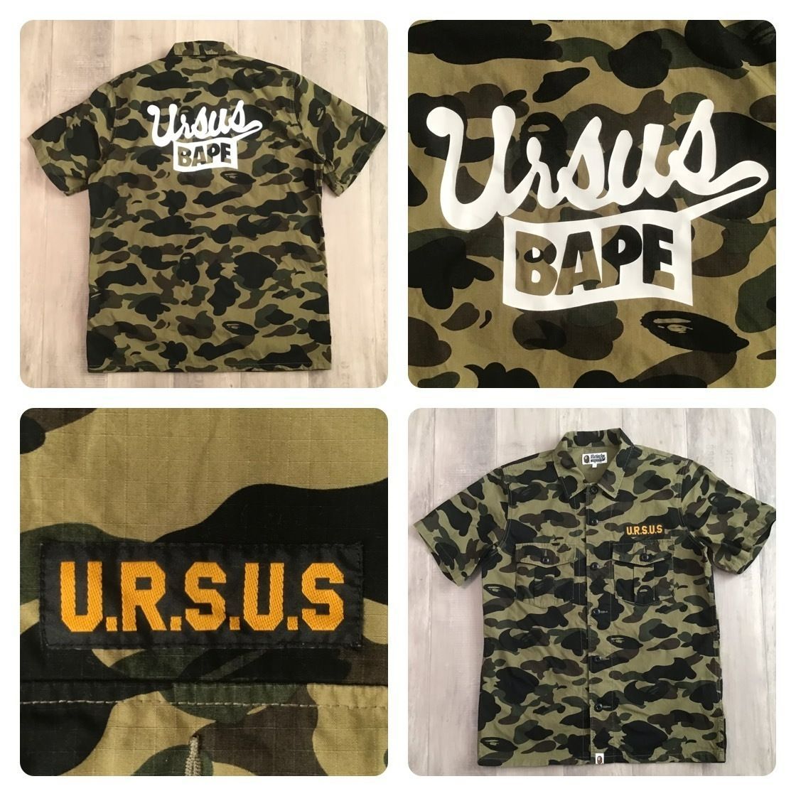 URSUS BAPE 半袖シャツ Lサイズ a bathing ape 1 st camo green エイプ ベイプ アベイシングエイプ 迷彩 u 38