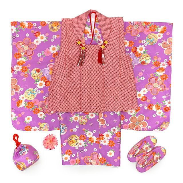 鹿の子柄の被布コートセット