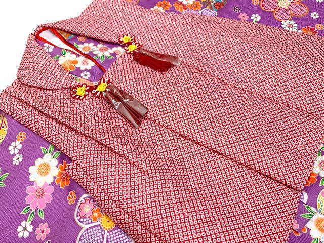 赤鹿の子ｘ紫古典柄