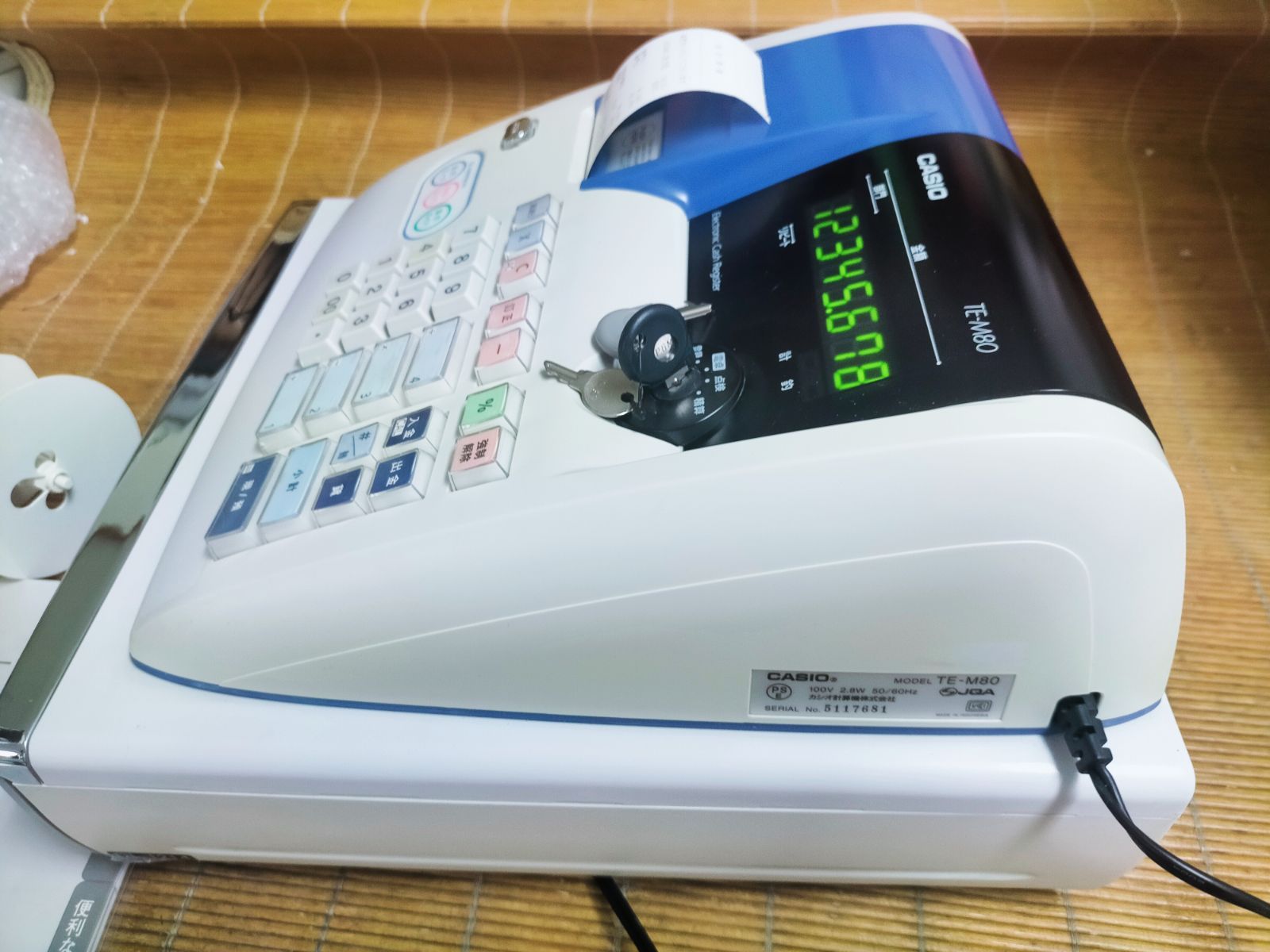 カシオレジスター TE-M80 中古品 人気機種感熱紙 送料無料 999039