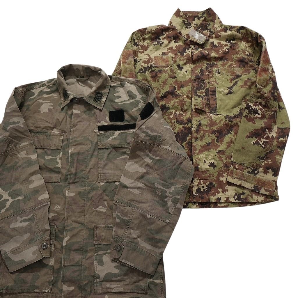 B ユーロ古着ミリタリー迷彩カモフラジャケットパンツ長袖類30着セットまとめ売り 古着卸 まとめ売り 実物・民間MIX カモ柄 フィールドジャケット ユーロ