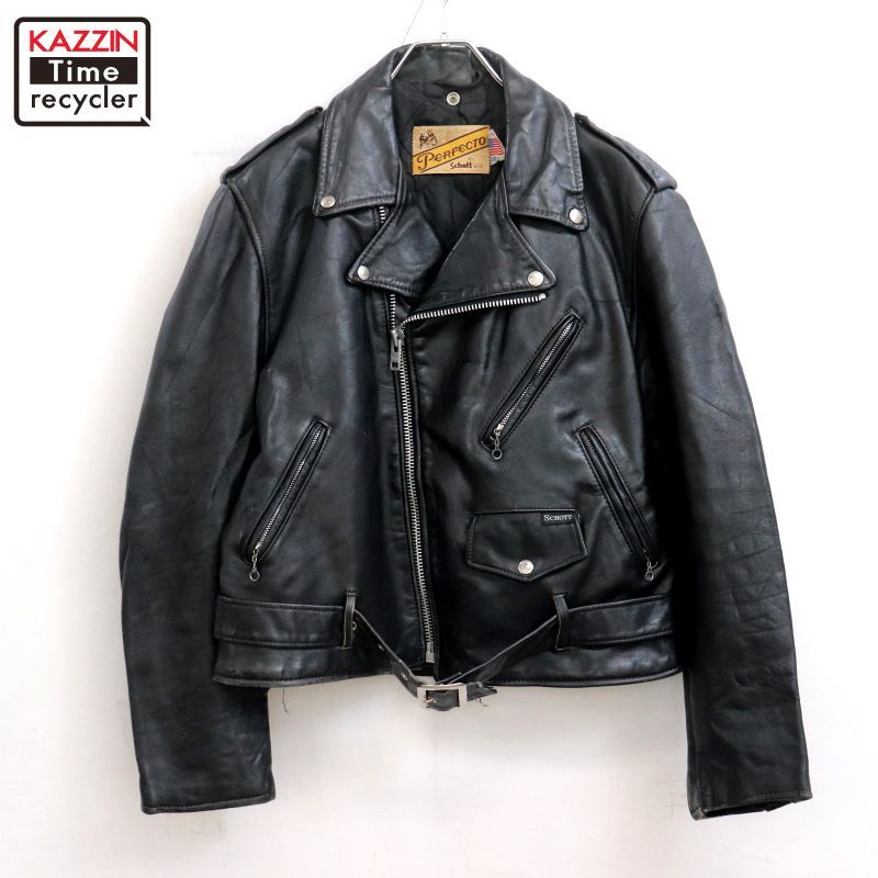 ​ショット 80s バイカータグ ダブルライダース 36 ワッペン スタッズ USA製 Schott ショット ダブル ライダースジャケット TRIUMPH NORTON