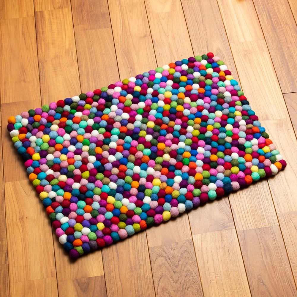 まんまるフェルトルームマット 65 cm 45 カラフル まんまる マット フェルトマット