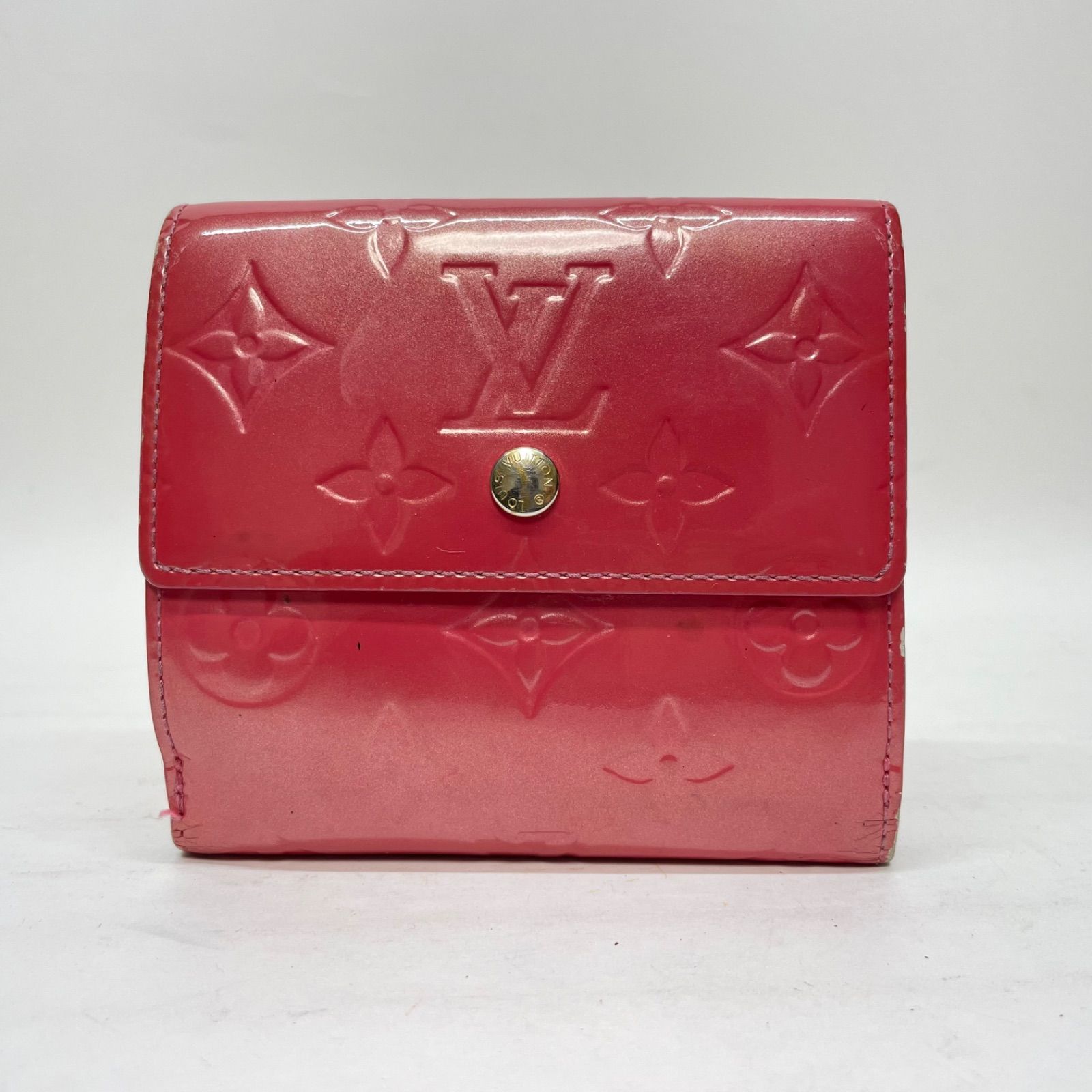 2892 LOUIS VUITTON ルイヴィトン ヴェルニ 三つ折り財布 レッド系