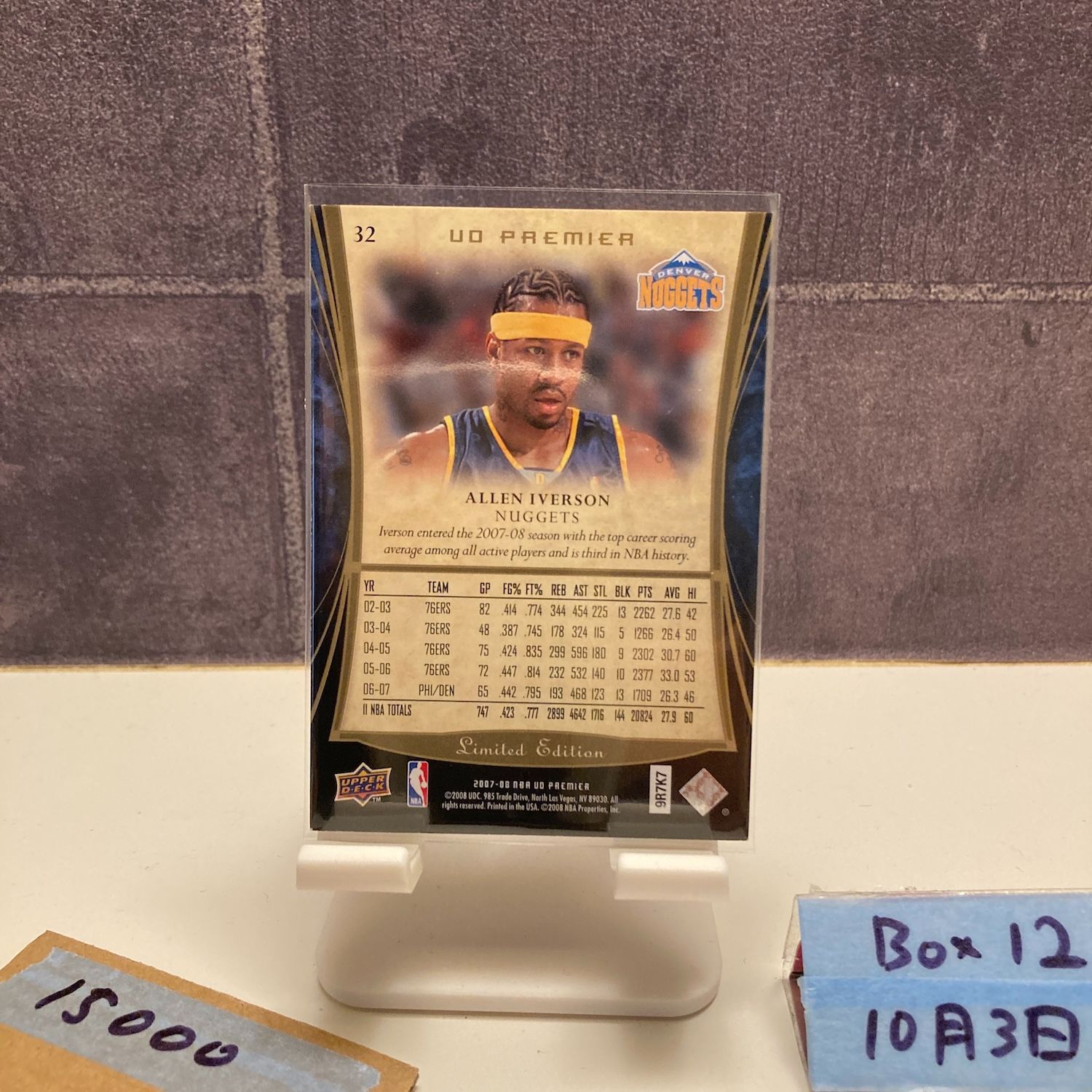 2007 08 Upper Deck UD Premier Allen Iverson 17 99 Denver Nuggets Limited Edition カード
