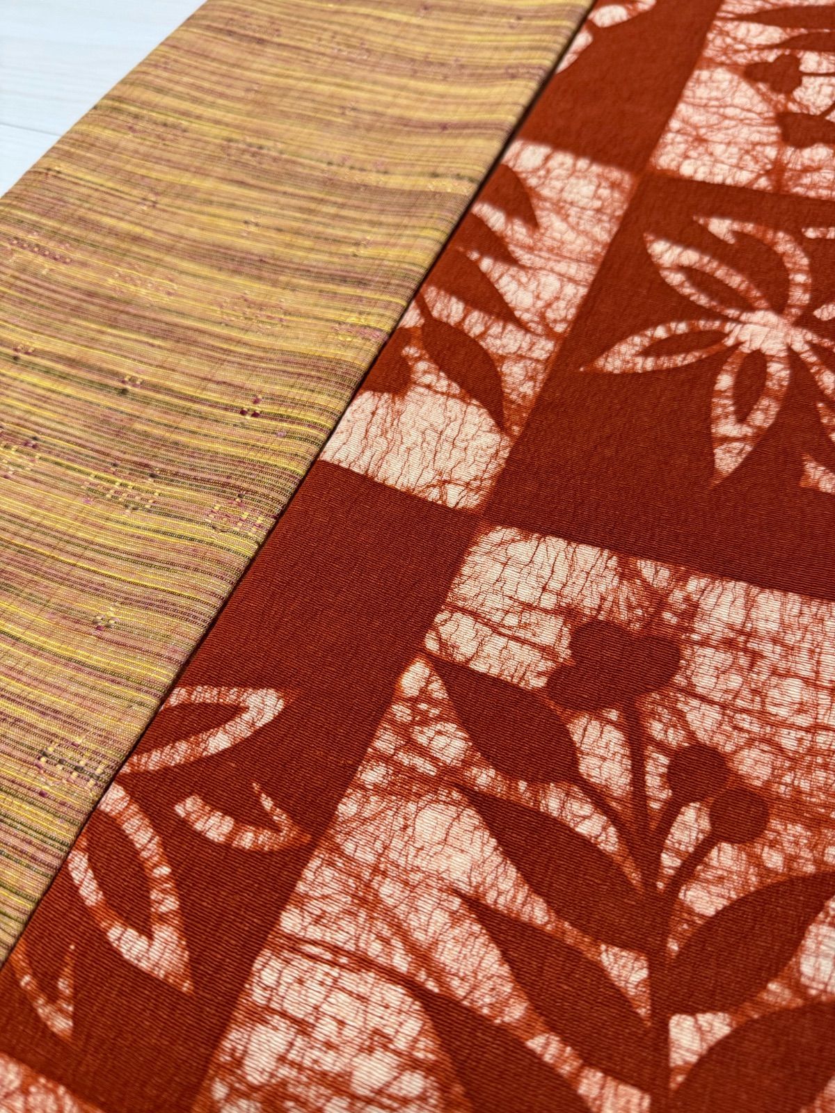 ろうけつ染め×花織風紬