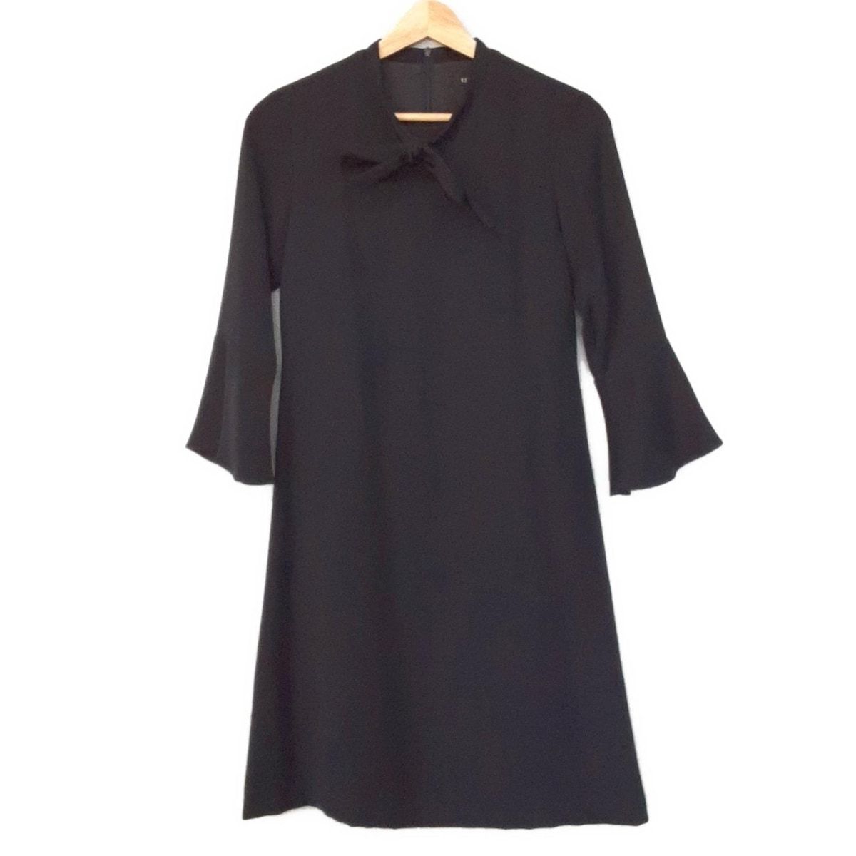 ケイナリタ ワンピース サイズ36 S レディース ダークネイビー ボウタイ 長袖 ひざ丈